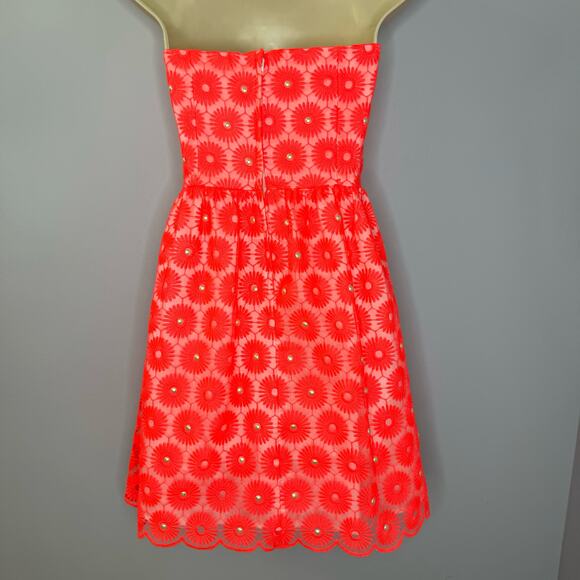 Lilly Pulitzer Peyton Fiesta Pink Daisy Dress Pearls Sz 4 - Picture 8 of 14